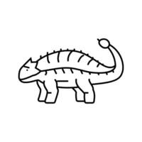 ankylosaurus dinosaurie djur- linje ikon vektor illustration