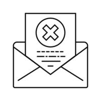 Ablehnung Brief Linie Symbol Vektor Illustration