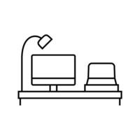 Monitor Laptop Stand Lampe Zuhause Büro Linie Symbol Vektor Illustration