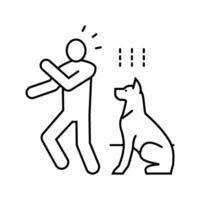 Hund Gebell Person Unfall Linie Symbol Vektor Illustration