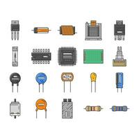 elektronisch Komponente Schaltkreis Chip Symbole einstellen Vektor