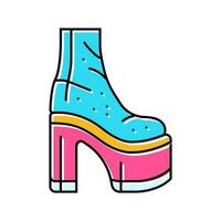 Plattform Schuhe Disko Party Farbe Symbol Vektor Illustration