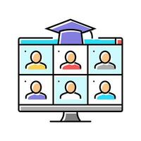 virtuell Klassenzimmer online Lernen Plattform Farbe Symbol Vektor Illustration
