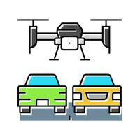 der Verkehr Überwachung Drohne Farbe Symbol Vektor Illustration
