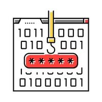 Passwort stehlen Cyber-Mobbing Farbe Symbol Vektor Illustration