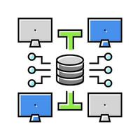 nätverk topologi analytiker Färg ikon vektor illustration