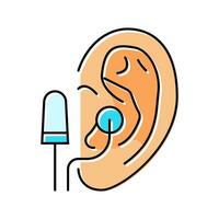 öronpropp användande audiologist läkare Färg ikon vektor illustration