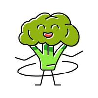 Brokkoli Obst Fitness Charakter Farbe Symbol Vektor Illustration