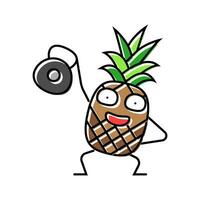 Ananas Obst Fitness Charakter Farbe Symbol Vektor Illustration
