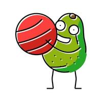 Avocado Obst Fitness Charakter Farbe Symbol Vektor Illustration