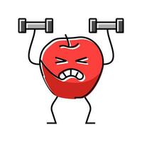 Apfel Obst Fitness Charakter Farbe Symbol Vektor Illustration