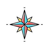 kompass tatuering konst årgång Färg ikon vektor illustration