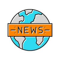 Globus Nachrichten Medien Farbe Symbol Vektor Illustration
