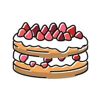 Erdbeere Shortcake Süss Essen Farbe Symbol Vektor Illustration