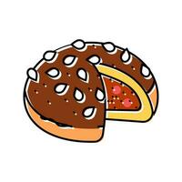 Hähnchen Brötchen Essen Mahlzeit Farbe Symbol Vektor Illustration