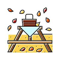 Herbst Picknick Jahreszeit Farbe Symbol Vektor Illustration