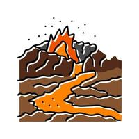 Katastrophe Vulkan Eruption Farbe Symbol Vektor Illustration