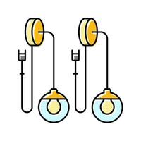 vägg lampetter sovrum interiör Färg ikon vektor illustration
