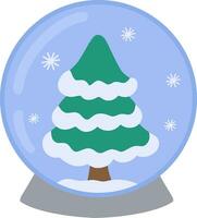 ein Schnee Globus, Innerhalb ein Weihnachten Baum und Schneeflocken. Weihnachten Dekoration. Vektor Illustration von ein Kristall Schnee Globus mit ein Weihnachten Baum innen. ein festlich Illustration.