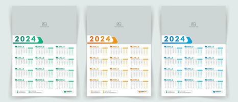 2024 eine Seite Mauer Kalender Design Vorlage mit Farbe Variation, modern editierbar 12 Monate eine Seite Kalender. vektor