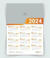 2024 eine Seite Mauer Kalender Design Vorlage, modern editierbar 12 Monate eine Seite Kalender vektor
