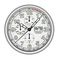 realistisk Kolla på klocka kronograf silver- svart ansikte instrumentbräda mjuk grön pil siffra på isolerat design klassisk lyx vektor