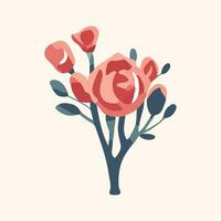 romantisk vektor bukett. tecknad serie blomning rosor. valentines dag, platt stil. årgång stil. romantisk ikon.
