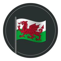 abstrakt Wales Flagge eben Symbol im Kreis isoliert auf Weiß Hintergrund vektor