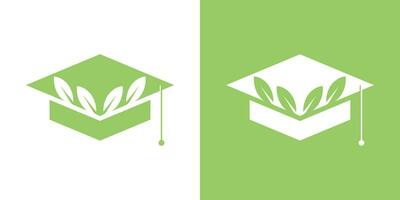 Logo Design Element Abschluss Hut im Kombination mit Blätter vektor