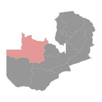 Norden Western Provinz Karte, administrative Aufteilung von Sambia. Vektor Illustration.