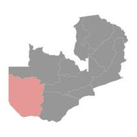 Western Provinz Karte, administrative Aufteilung von Sambia. Vektor Illustration.
