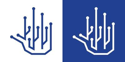 Hand Technologie Symbol minimalistisch Vektor Illustration