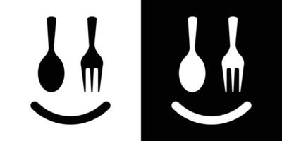 Logo Design Restaurant, Essen, lächeln, Symbol Vektor Illustration