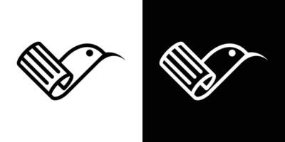 Logo Design Vogel und Papier minimalistisch Linie Symbol Vektor Inspiration