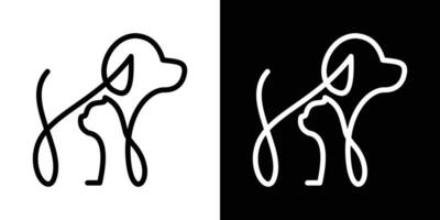 Logo Design Tier Haustier, Hund und Katze Design Linie Symbol Vektor Illustration