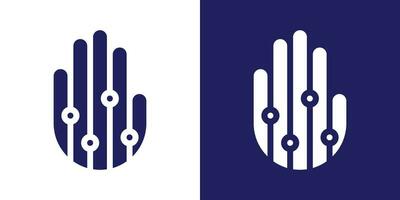 Logo Design Hand Technologie Symbol Vektor Illustration