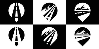 logotyp design väg ,stift Karta och berg ikon resa äventyr vektor illustration