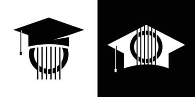 logotyp design hatt gradering och gitarr ikon vektor illustration