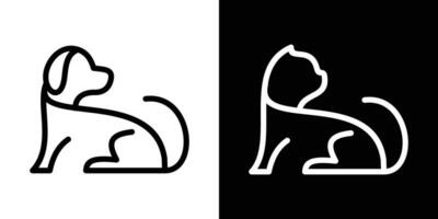 Logo Design Tier Haustier, Katze und Hund Symbol Linie Vektor Illustration