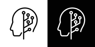 logotyp design mental intelligens teknologi ikon vektor illustration