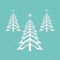 drei Hand zeichnen Weihnachten Baum und Schnee Vektor Muster, Winter Bäume und Weihnachten Bäume mit Schnee auf isoliert Blau Hintergrund Konzepte Vektor