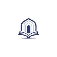 modern Marine islamisch Moschee und Koran Logo eben Stil isoliert auf Weiß Hintergrund. Vektor Illustration