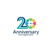 bunt 20 Jahr Jahrestag Logo Design vektor