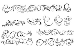 dekorativ herravälde elegant calligraphic uppsättning med utsmyckad blommig text vektor