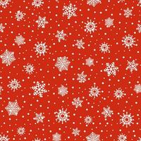sömlös jul mönster med vit snöflingor på en röd bakgrund. vinter- dekoration. Lycklig ny år vektor illustration.
