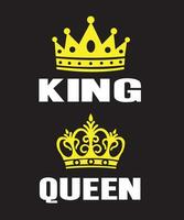 packa av 2 gyllene kung och drottning kronor med typografi på en svart bakgrund vektor