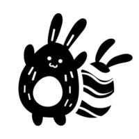 süß schwarz Hase Symbol Karikatur Charakter Vektor isoliert auf Weiß Hintergrund. glücklich Ostern.