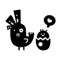 söt svart kycklingar ikon tecknad serie karaktär vektor isolerat på vit bakgrund. Lycklig påsk.