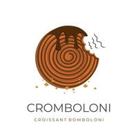 knusprig Neu York Rollen Croissant oder Cromboloni Vektor Illustration Logo