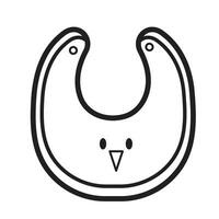 Baby Lätzchen mit Hähnchen Tier Gesicht Design Vektor Symbol Illustration schwarz umrissen isoliert auf Platz Weiß Hintergrund. einfach eben Karikatur Kunst gestylt mit Kinder oder Kinder thematisch Zeichnung.